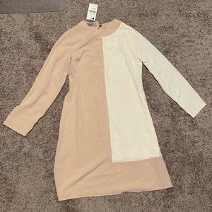 Cream and Beige Colored Long Sleeved Mini Dress Brand New